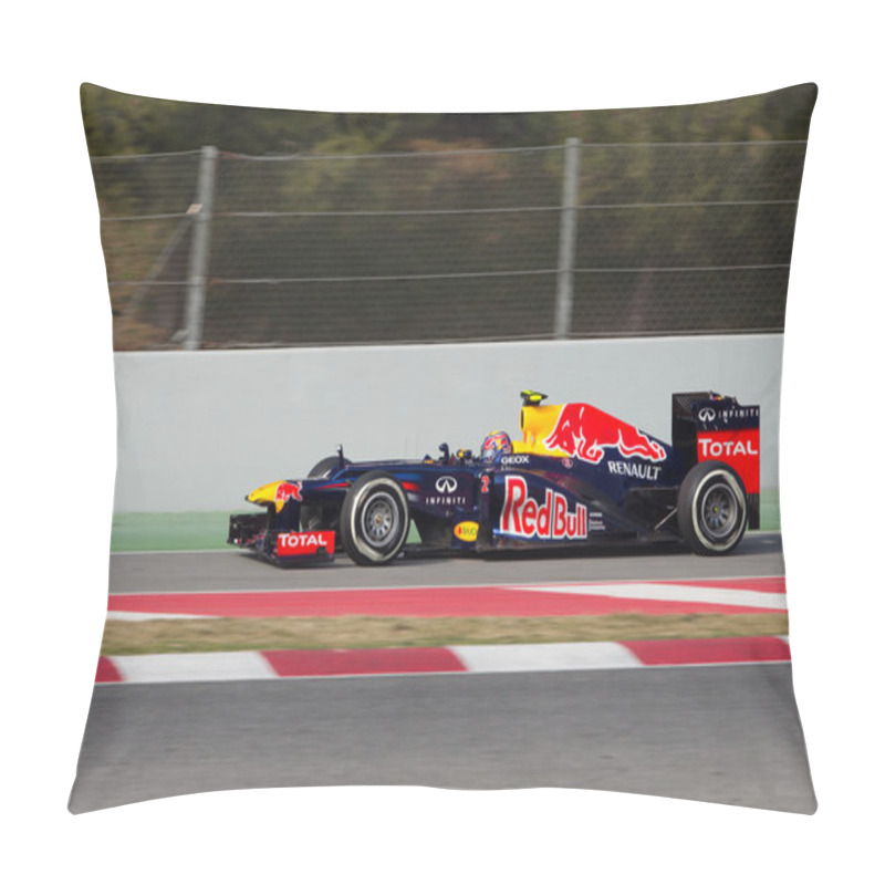 Personality  Mark Webber (AUS) Red Bull Racing RB8 Join The Pitline - Barcelo Pillow Covers