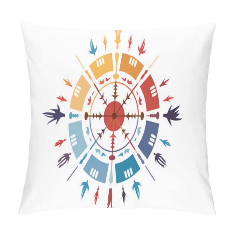 Personality  Native American Medicine Wheel Vector Flat Isolated Vector Style Illustration Pillow Covers