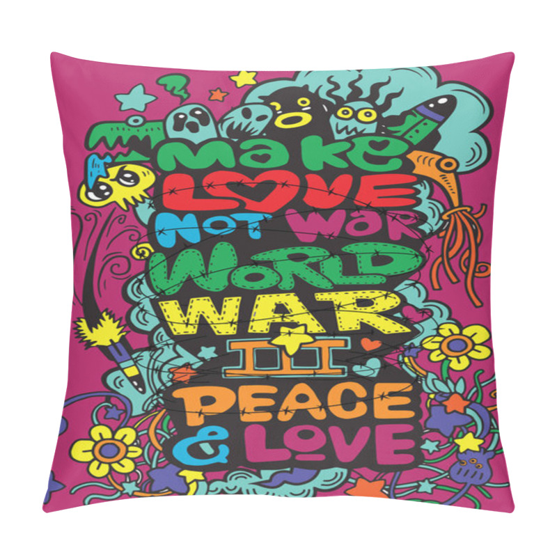 Personality  MAKE LOVE NOT WAR Handwritten  Pillow Covers