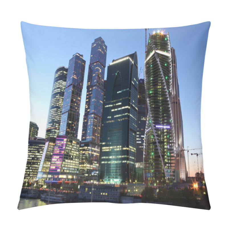 Personality  Famous And Beautiful Night View Skyscrapers City International Business Center Pillow Covers