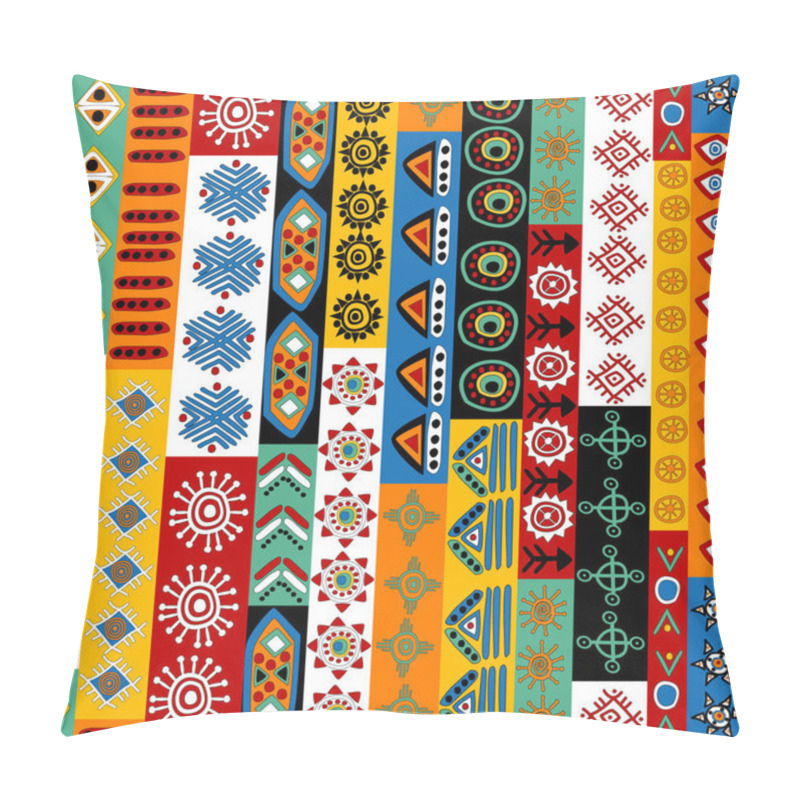 Personality  Vertical Rows With Ethnic Motifs And Symbols Pillow Covers