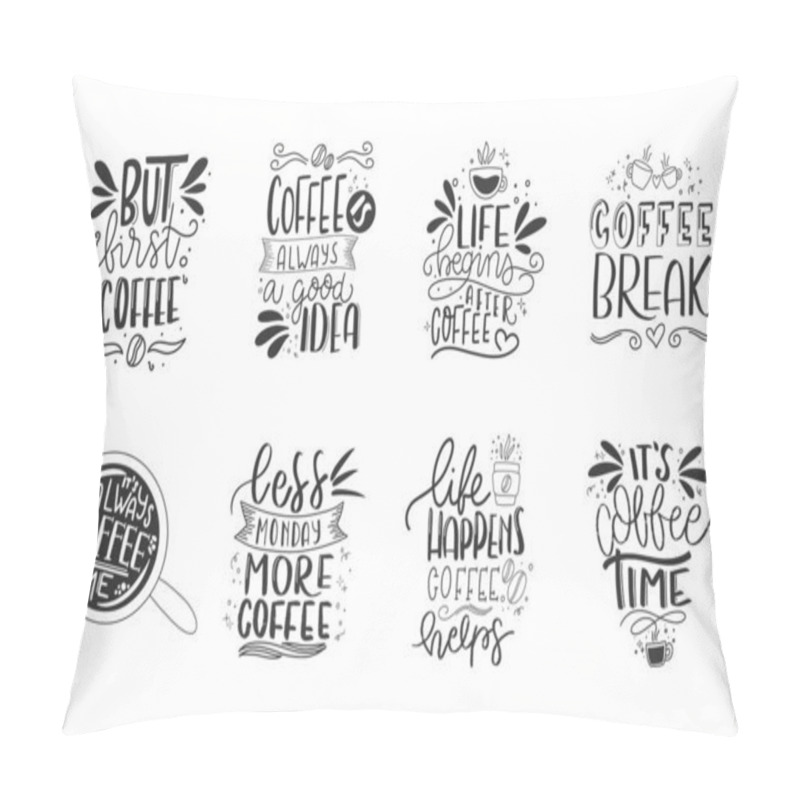 Personality  Modern Coffee Lettering Typography. But First Coffee. Hand Drawn Lettering Phrase. Modern Motivating Calligraphy Decor. Scrapbooking Or Journaling Card With Quote. Pillow Covers