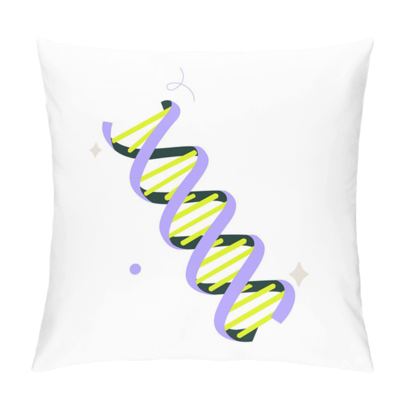 Personality  DNA Helix Strand Featuring A Double Helix Structure, Symbolizing Genetics, Research, And Molecular Biology, Presented In A Flat Vector Style And Isolated On White Background. Pillow Covers