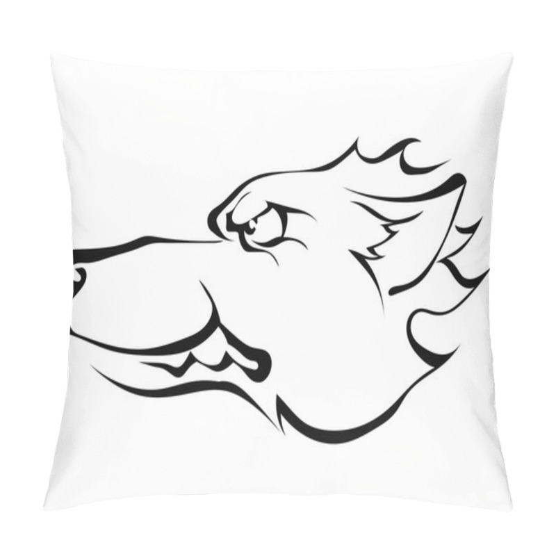 Personality  Wolf's Head In Profile Isolated On White Background. Logo. Vecto Pillow Covers