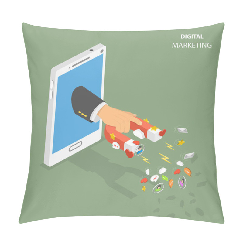 Personality  Digital Marketing Flat Isometric Vector Concept Pillow Covers