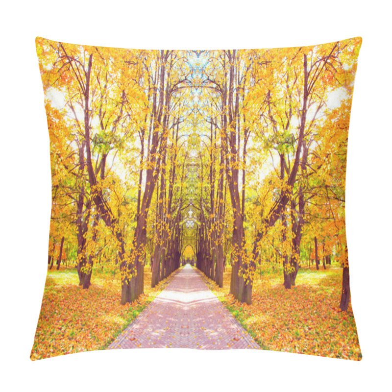 Personality  Beautiful Diminishing Alley In Autumnal Golden Orchard Pillow Covers