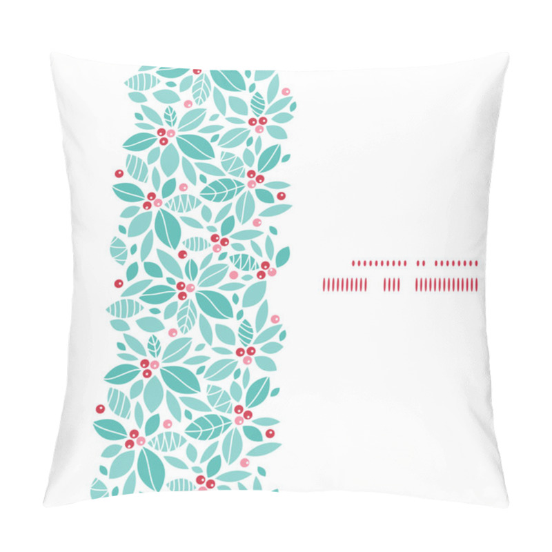 Personality  Vector Christmas Holly Berries Vertical Frame Seamless Pattern Background Pillow Covers