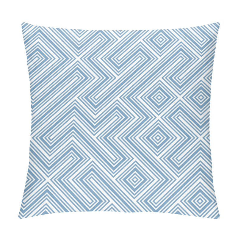 Personality  Seamless Vector Pattern With Blue And White Linear Shapes Pillow Covers