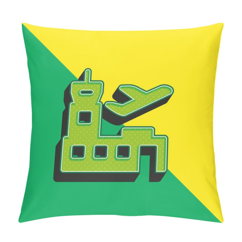 Personality  Airport Green And Yellow Modern 3d Vector Icon Logo Pillow Covers