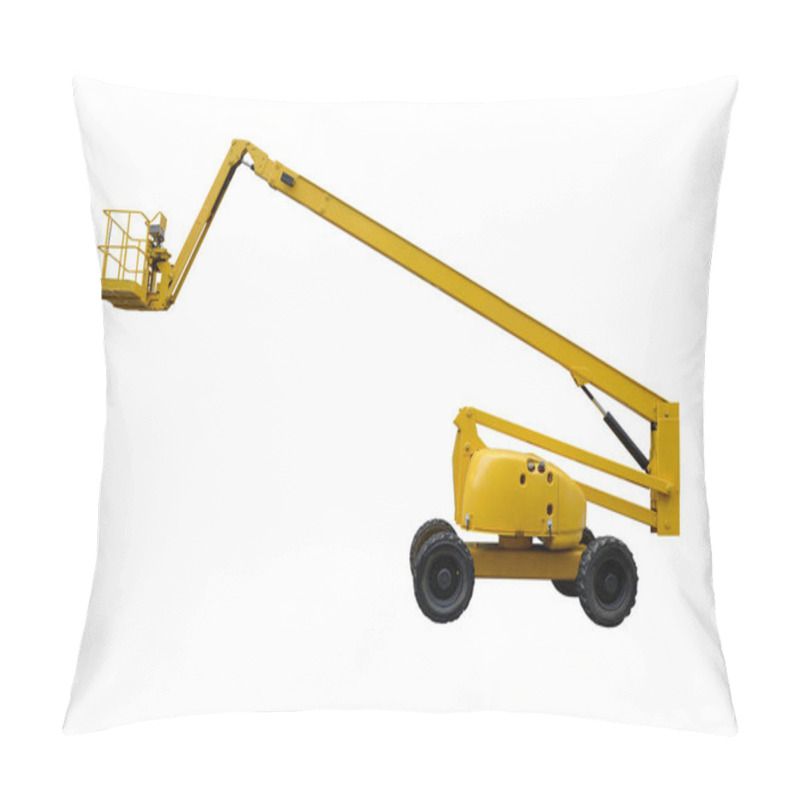 Personality  Yellow Industrial Lifter Isolated On White Background Pillow Covers