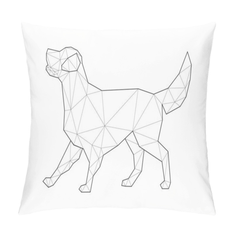 Personality  Low Poly Illustrations Of Dogs. Labrador Walking On White Background. Pillow Covers