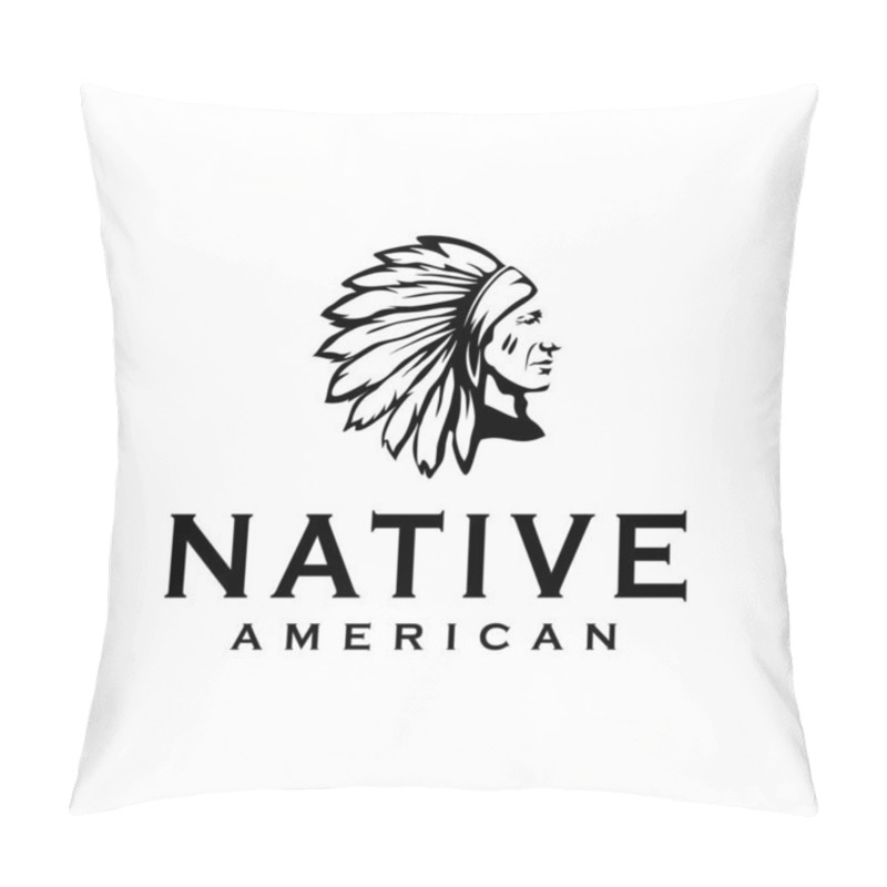 Personality  American Native Indian Chief Headdress Logo Design Illustration Pillow Covers