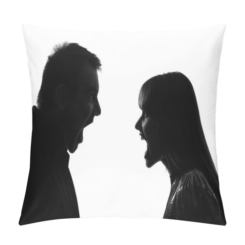 Personality  One Couple Man And Woman Screaming Shouting Dipute Pillow Covers