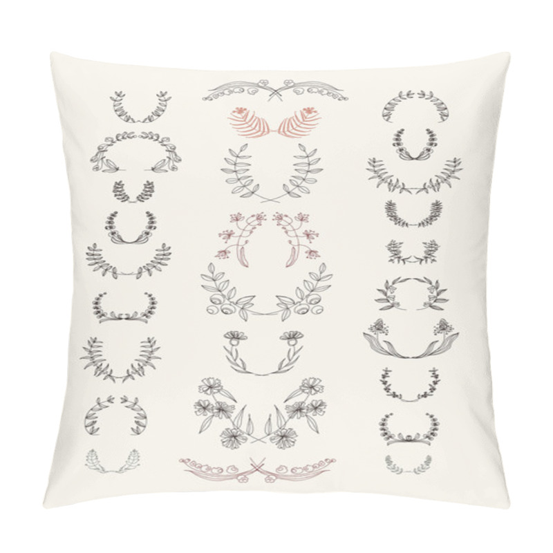 Personality  Set Of Symmetrical Floral Graphic Design Elements. Pillow Covers