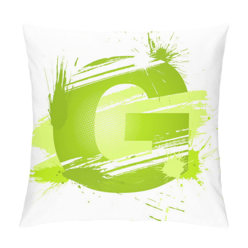 Personality  Green Abstract Paint Splashes Font. Letter G Pillow Covers