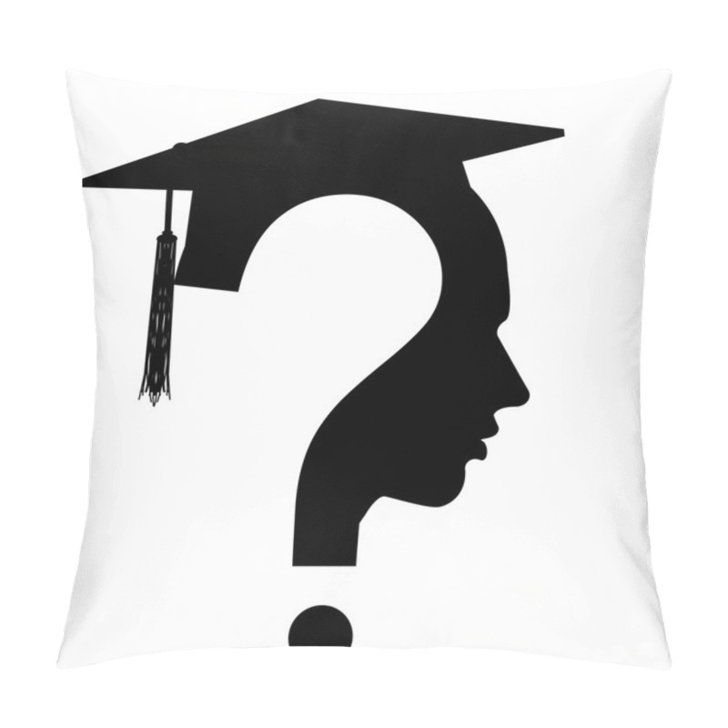 Personality  Question Mark Head With Education Cup Symbol, Vector Pillow Covers