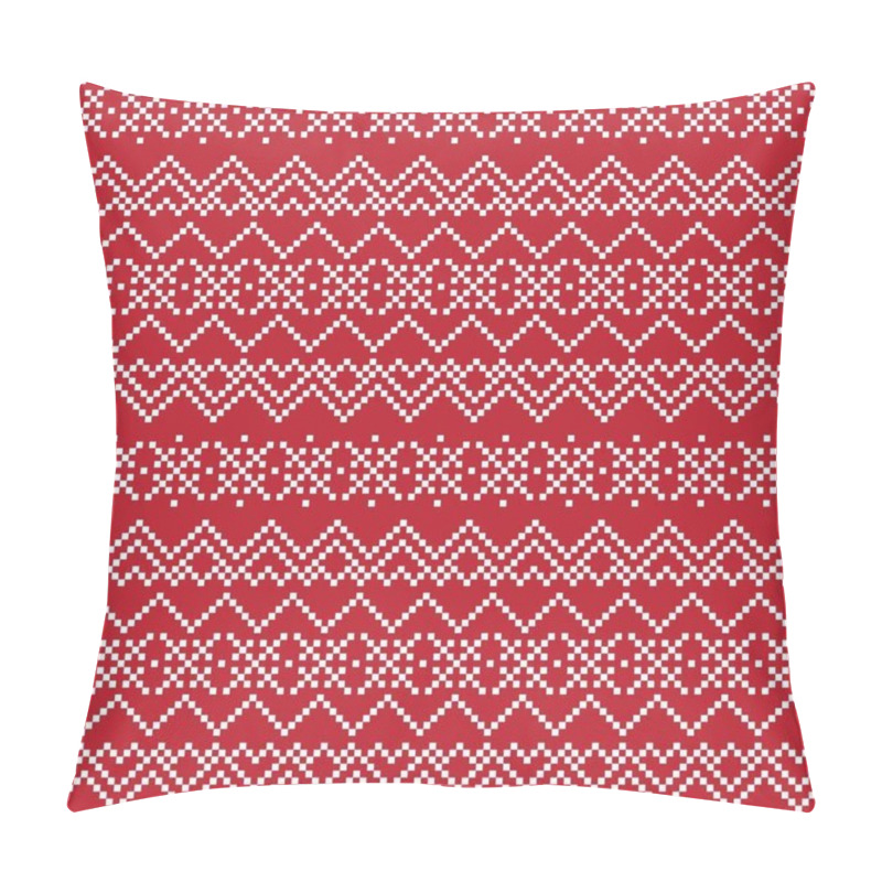 Personality  Red Christmas Fair Isle Pattern Background For Fashion Textiles, Knitwear And Graphics Pillow Covers