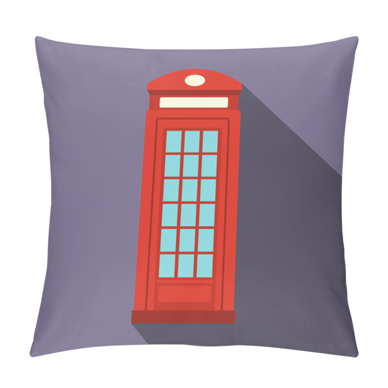 Personality  British Red Phone Booth Icon, Flat Style Pillow Covers