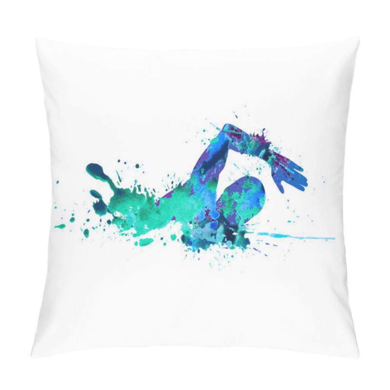 Personality  Swimming Man. Splash Paint Pillow Covers