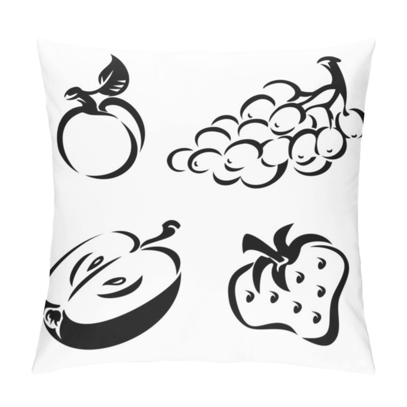 Personality  Black And White Fruit Pillow Covers