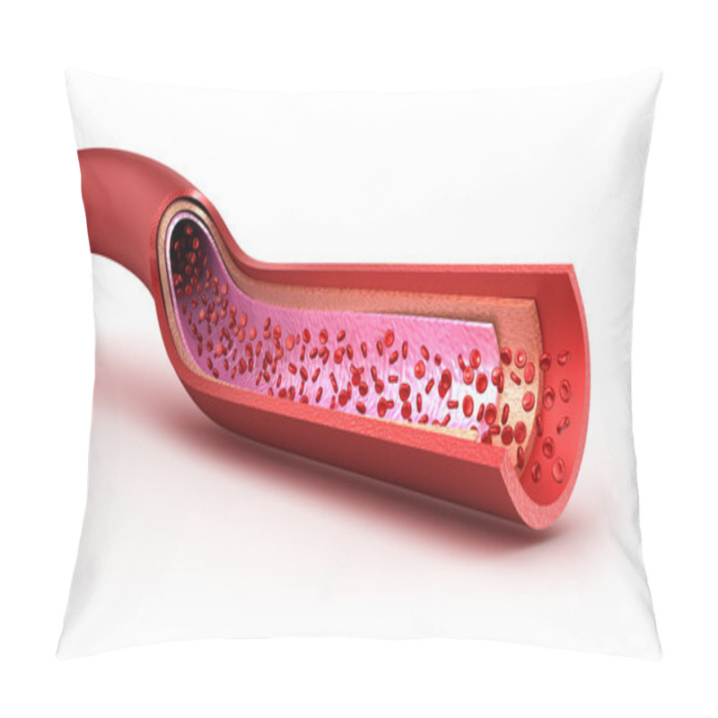 Personality  Blood Vessel Sliced Macro With Erythrocytes. Isolated On White Pillow Covers