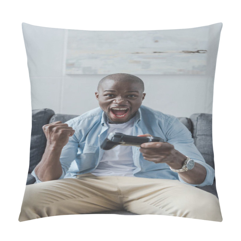 Personality  African American Man Playing With Joystick Pillow Covers