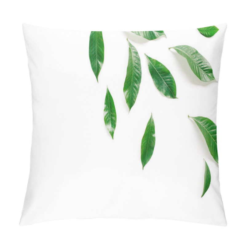 Personality  Green Leaves Pattern On White Background Pillow Covers