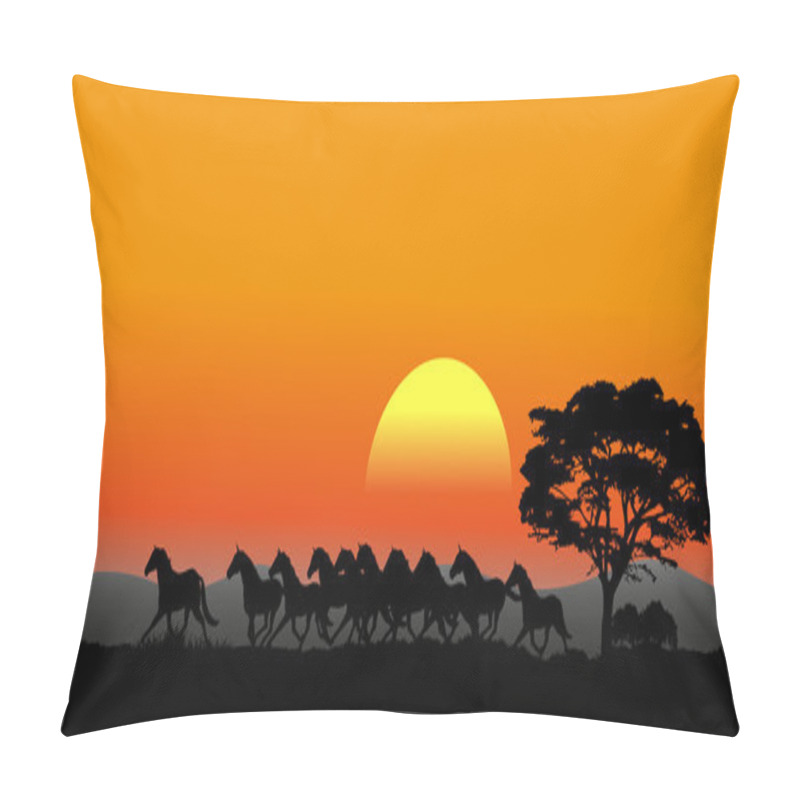 Personality  Running Herd Of Natural Background Pillow Covers