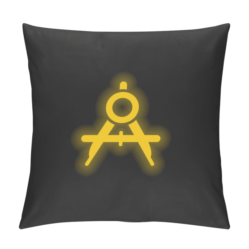 Personality  Big Compass Open Yellow Glowing Neon Icon Pillow Covers