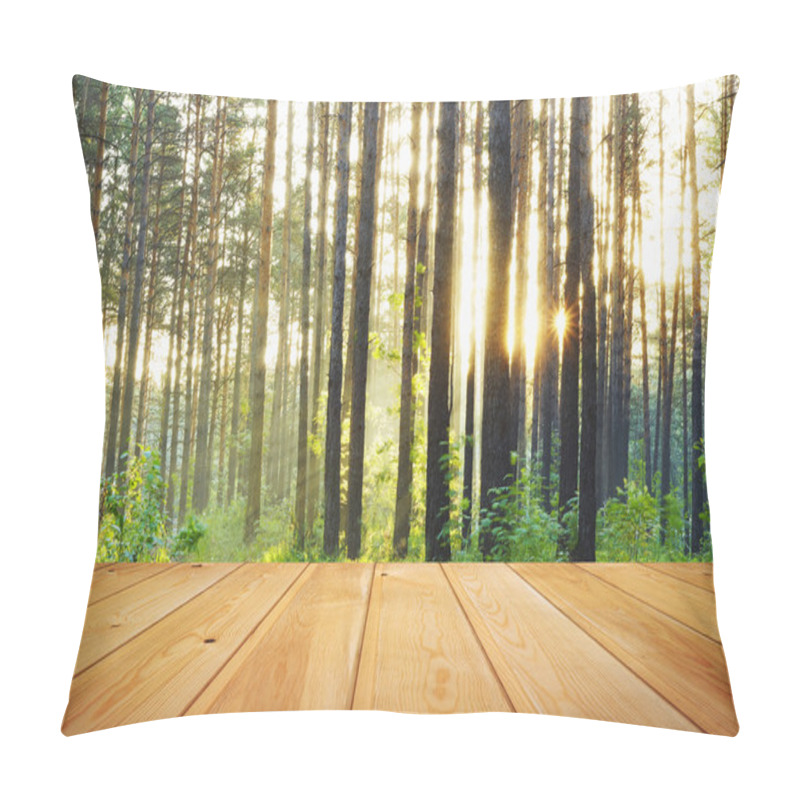 Personality  Sunset Forest And Wooden Floor Pillow Covers