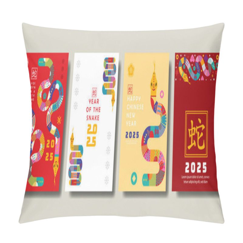 Personality  Set Of Year Of The Snake 2025 Background, For Wallpaper, Poster, Banner, Flyer With Modern Flat Concept Pillow Covers