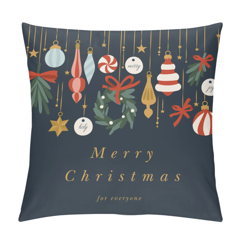 Personality  Vector Illustartion Design For Christmas Greetings Card. Typography And Icons For Xmas Background, Banners Or Posters And Other Printables. Xmas Decorations Pillow Covers