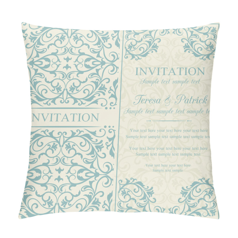 Personality  Baroque Invitation, Blue And Beige Pillow Covers