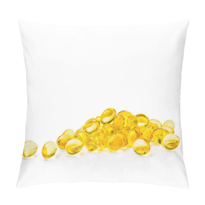 Personality  clear golden yellow capsules on white background pillow covers