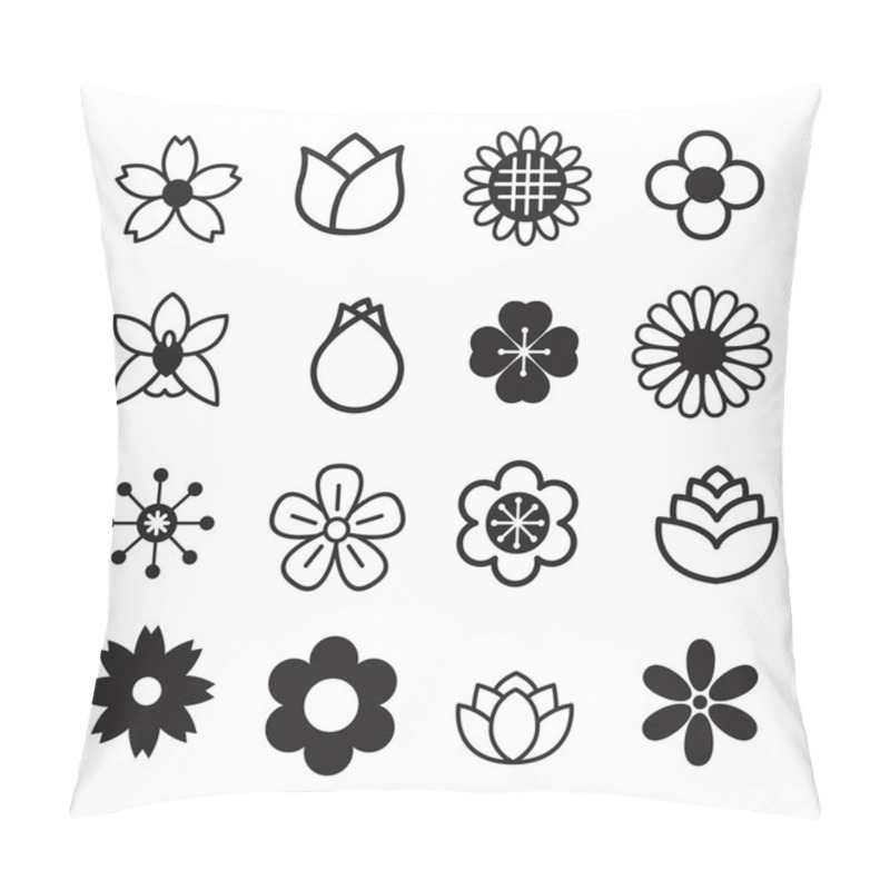 Personality  Flower Icons  Vector Illustration Pillow Covers