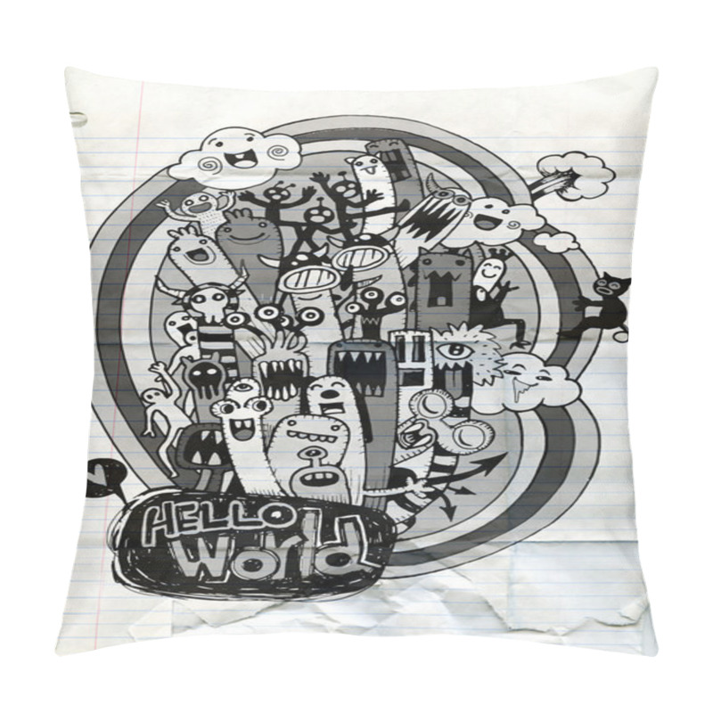 Personality  Hand Drawn Aliens And Monsters Cartoon Doodle Pillow Covers