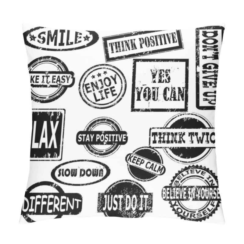 Personality  Rubber Stamps With Motivation And Positive Thinking Messages Pillow Covers