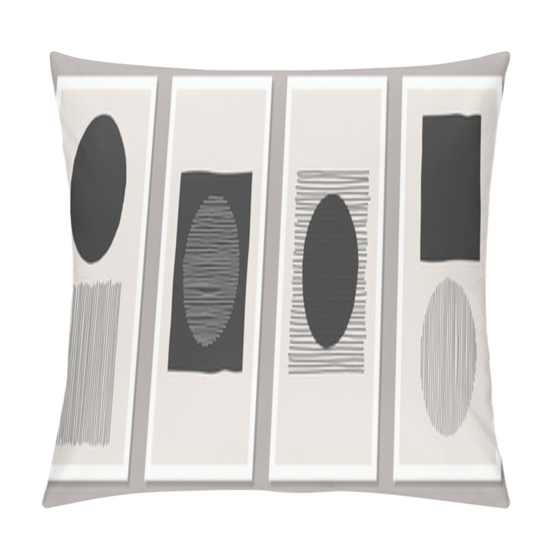 Personality  Trendy Set Of Abstract Creative Minimalist Artistic Hand Drawn Compositions Pillow Covers