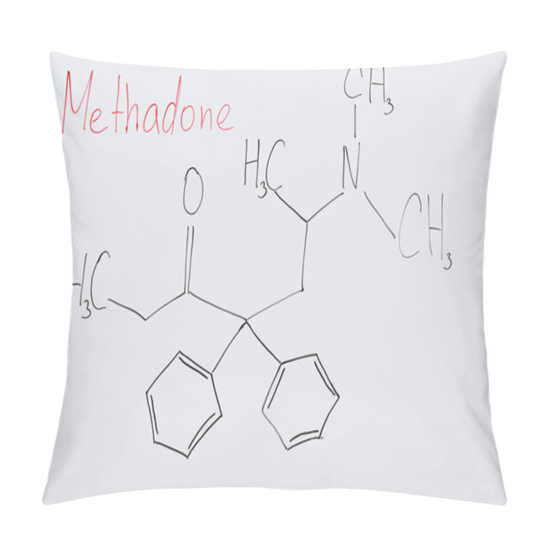 Personality  Top View Of White Board With Chemical Formula And Lettering Methadone Pillow Covers