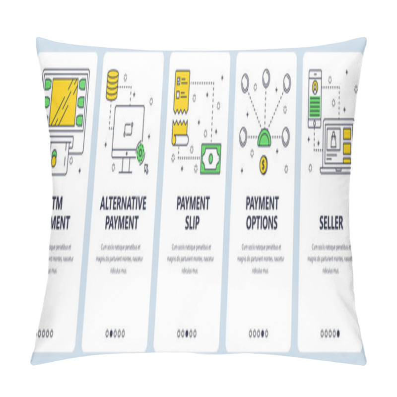 Personality  Vector Modern Thin Line Atm Payment Vertical Web Banner Set Pillow Covers