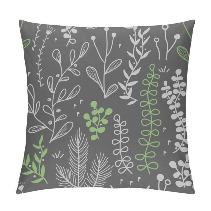 Personality  Vector Seamless Border With Doodle Forest And Meadow Plants. Hand Drawn Abstract Background For Textile, Wallpapers, Prints Pillow Covers