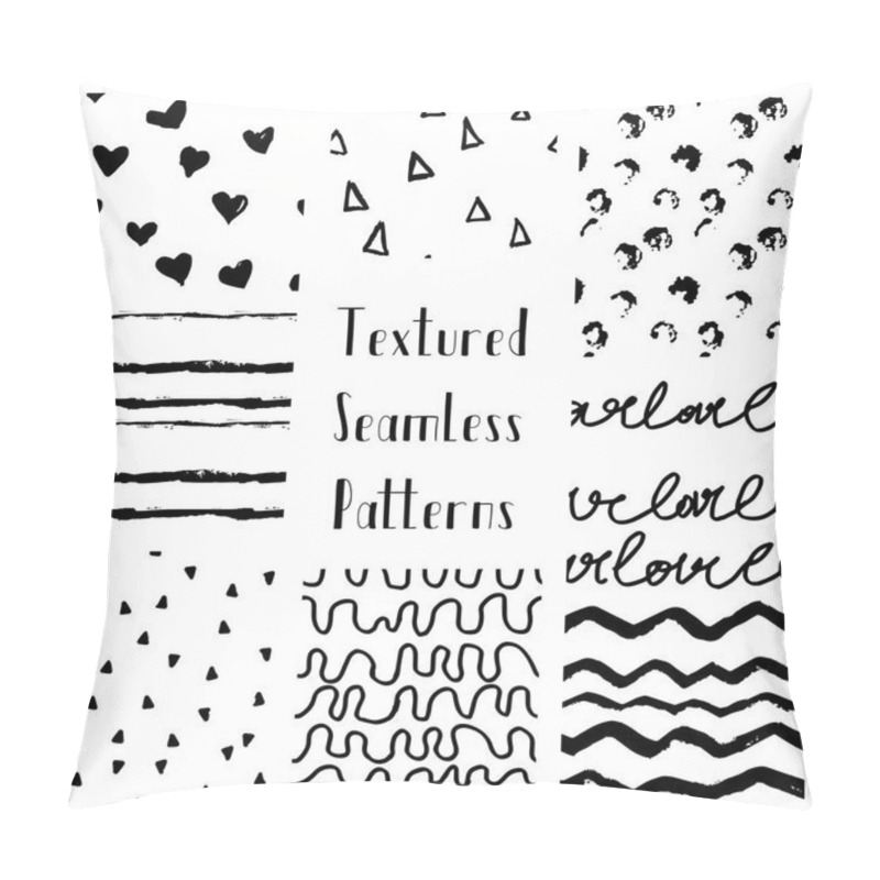 Personality  Abstract Hand Drawn Grunge Textured Seamless Patterns Pillow Covers