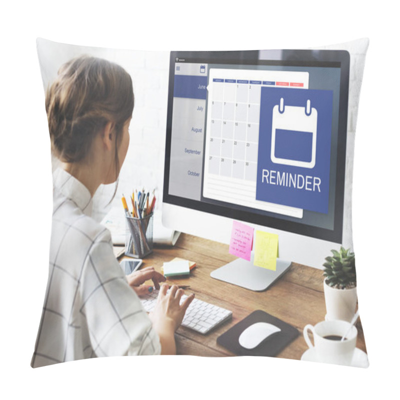 Personality  Woman Working With Computer Pillow Covers