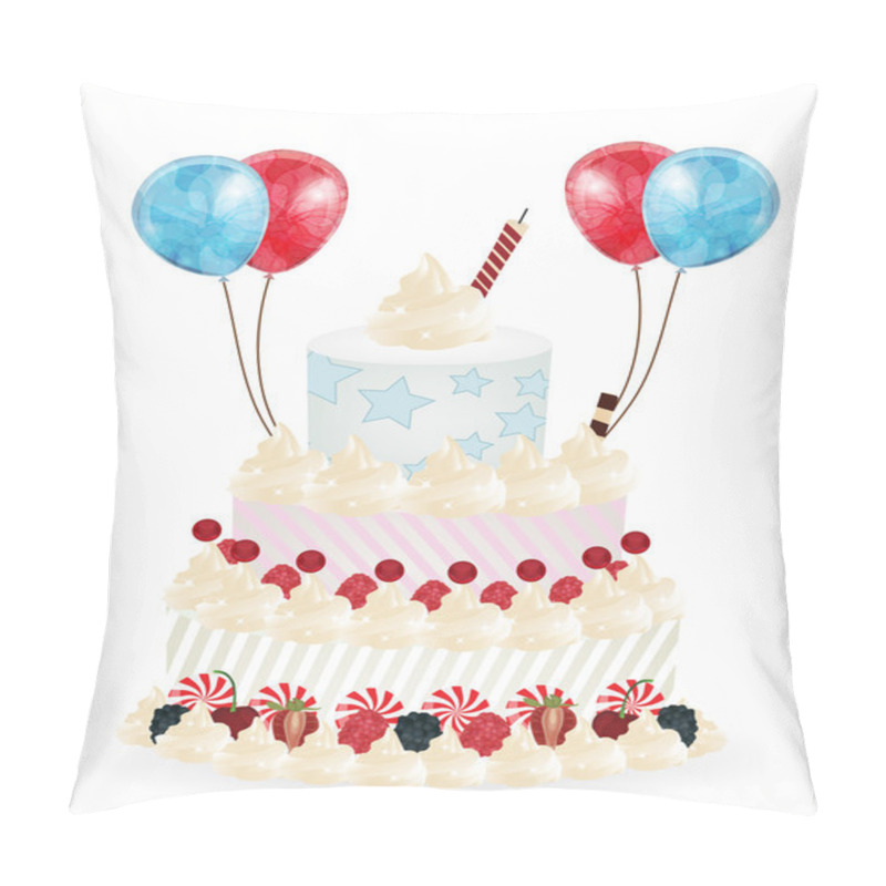 Personality  Birthday Cake With Balloons Pillow Covers