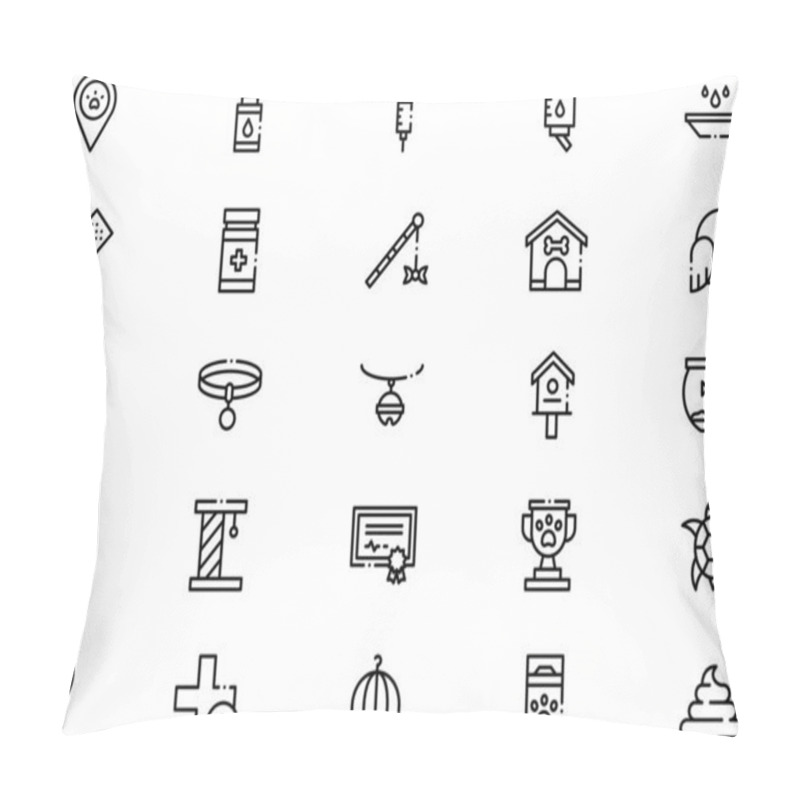 Personality  Pets Icons Collection Is A Vector Illustration With Editable Stroke. Pillow Covers