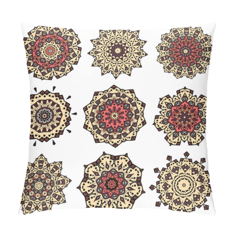 Personality  Set Of Yellow Orange Mandalas Pillow Covers