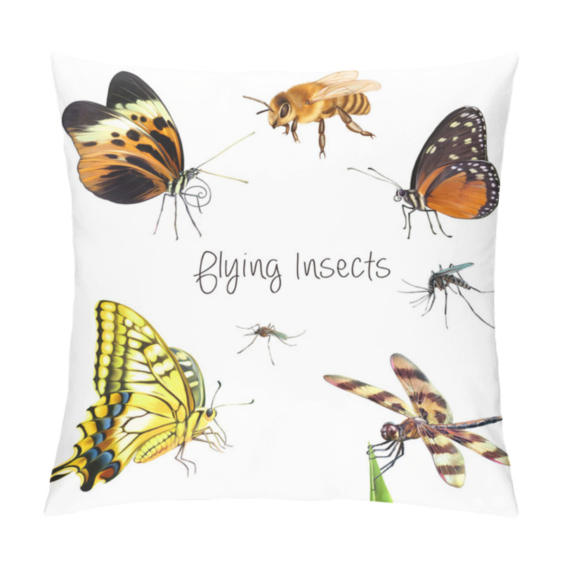 Personality  Insects Isolated On White Background Pillow Covers