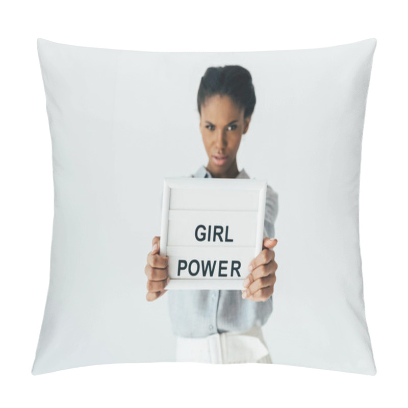 Personality  African American Woman With Girl Power Board Pillow Covers