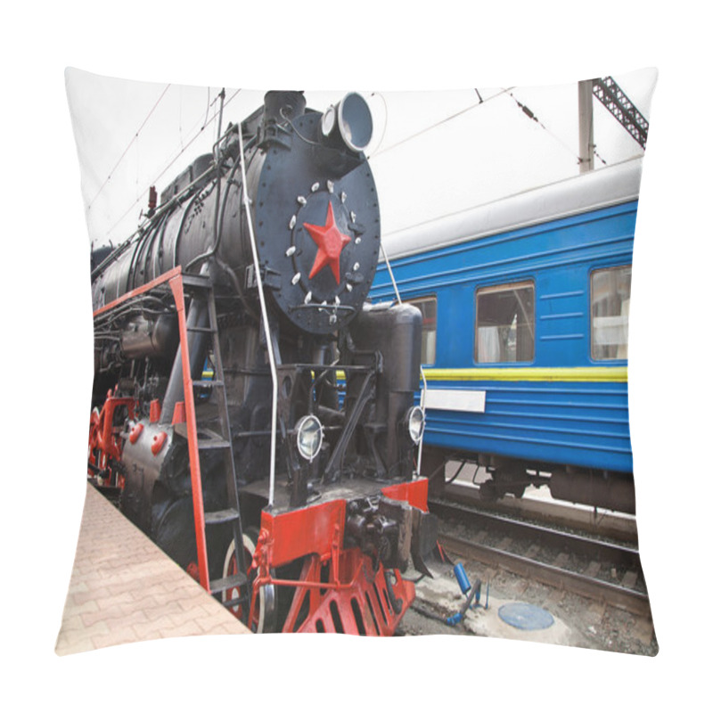 Personality  Old Steam Train Is Leaving A Station Pillow Covers