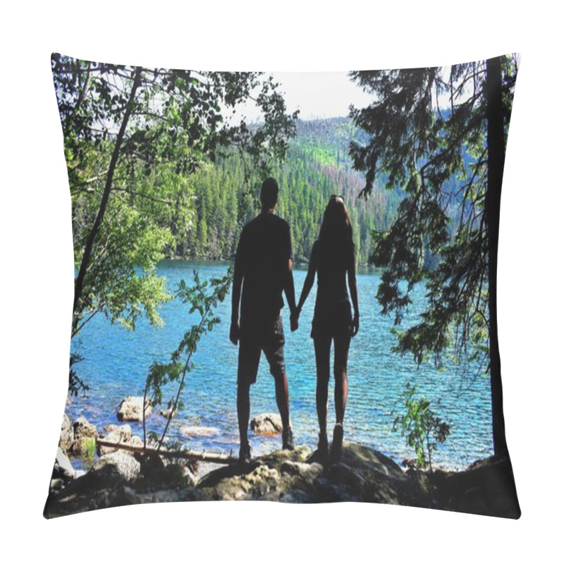 Personality  Sumava National Park. Black Lake. Man And Woman In Nature. Pillow Covers